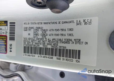 2023 Toyota Tacoma Sr из США, поврежденный, VIN 3TYAX5GN2PT081299